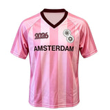 HarryStyles Amsterdam Merch Pink Soccer Jersey Shirt 2026 New Arrivals shirts women men V-neck Breathable Short Sleeve Loose tee