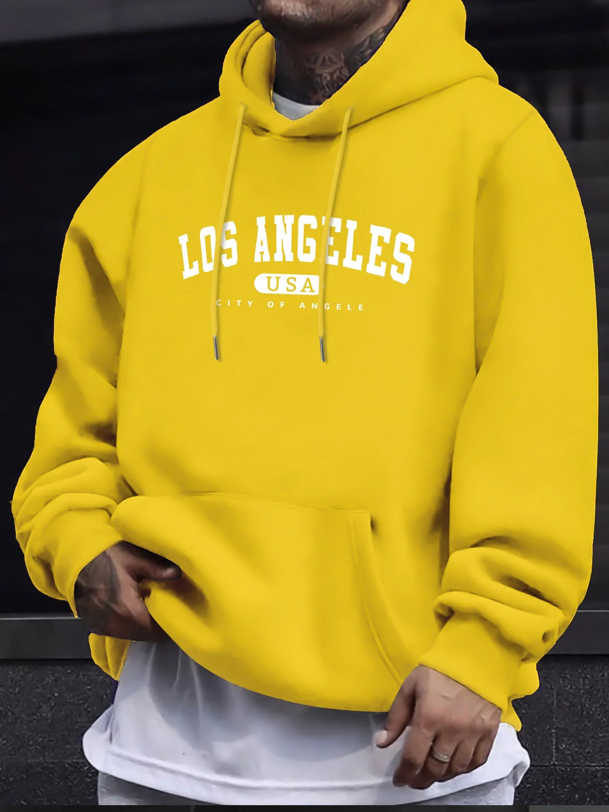 Men's Los Angeles Print Drawstring Hoodie