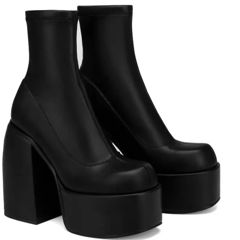 Square Toe Leather Fashion Boots