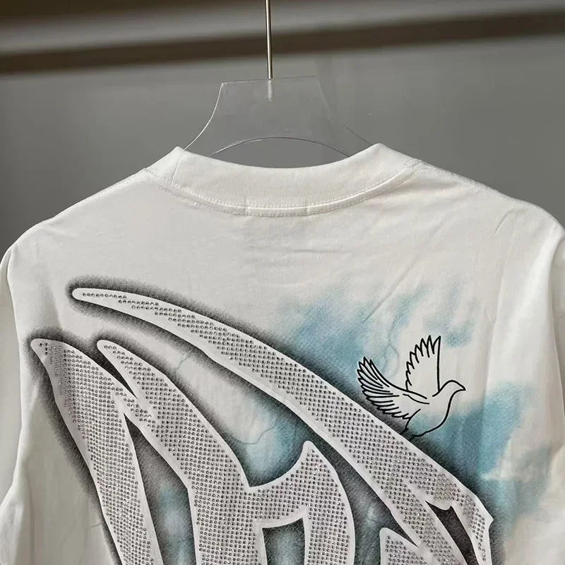 MIXED EMOTION Oversized Cotton Rhinestone T-Shirt
