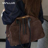 Ladies Casual Soft Suede Cowhide Handbags Women's Frosted Cow Leather Shoulder Bag Female Fashion Trend Luxury Designer Bags New