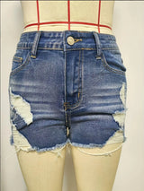 Women’s USA-Made Ripped Raw Denim Shorts – Sexy Retro Slim Fit Hot Pants
