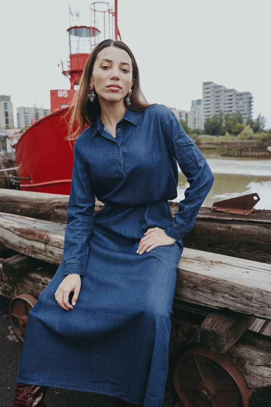 AW25 Denim Two-Piece: Loose Shirt & A-Line Slip Dress