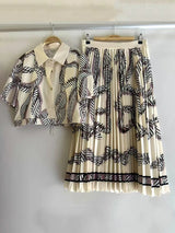 Summer Retro Geometric Two-Piece Skirt Set