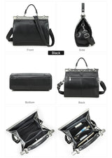 CONTACT'S Genuine Leather Top Handle Bags for Women Sling Shoulder Bags Tote Bag Handbags Metal Frame Female Bags Office Ladies