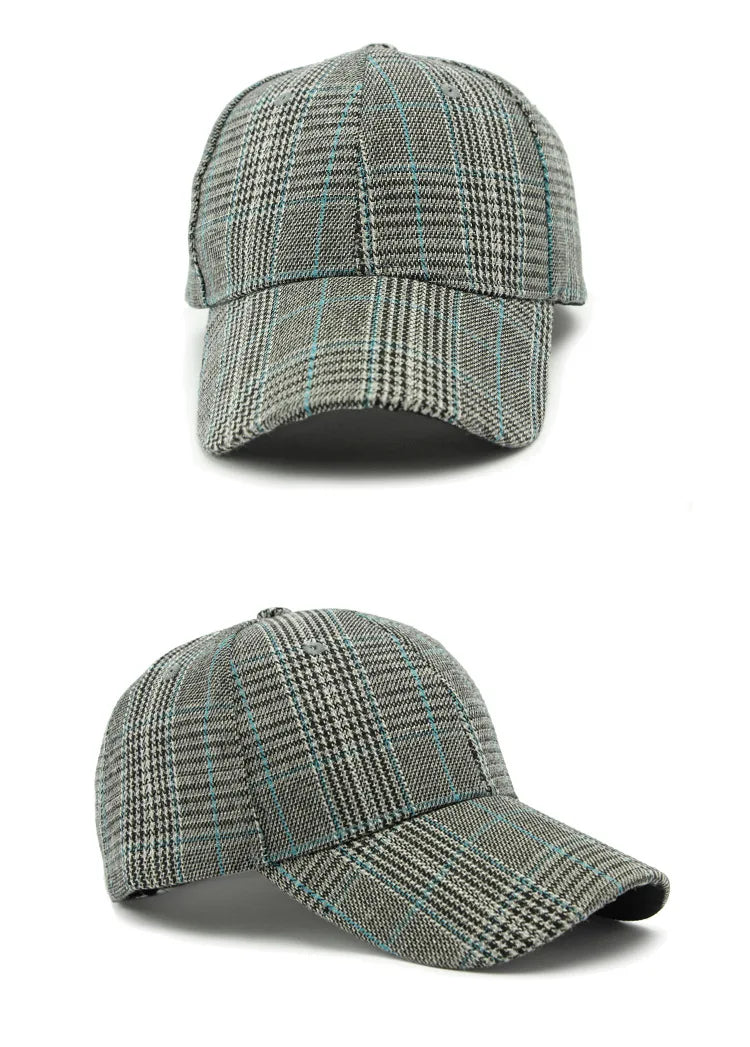 Unisex Checkered Baseball Cap with Adjustable Strap