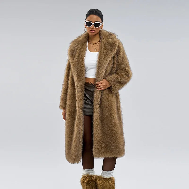 Luxury Gradient Faux Fur Overcoat