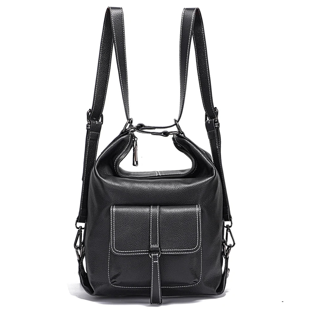 Zency Fashion Women Shoulder Bag 100% Genuine Leather Large Capacity Handbag Multifunction Use Satchel Crossbody Messenger Purse