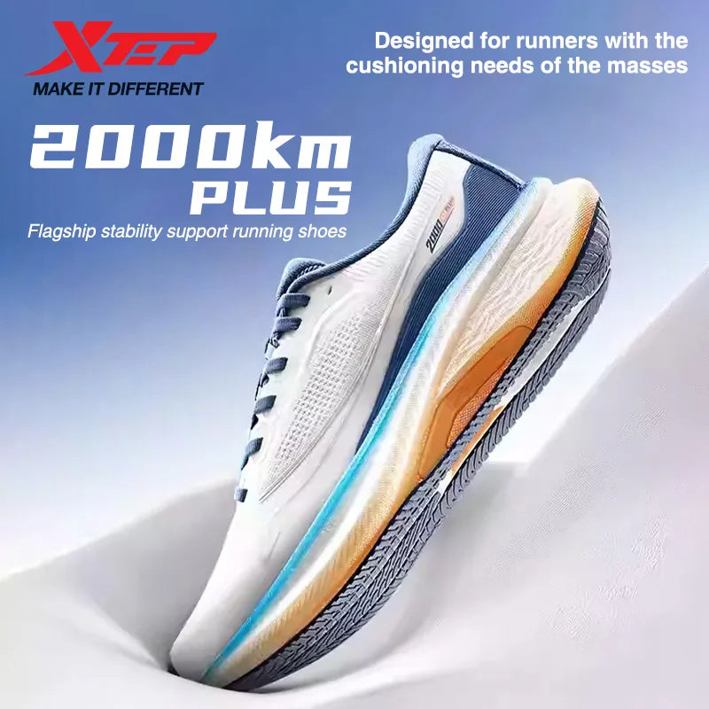 Xtep 2000km Plus Running Shoes 2025 New Spring Comfortable Anti-slip Cushioned Men's Training Jogging Sneakers 875319110001