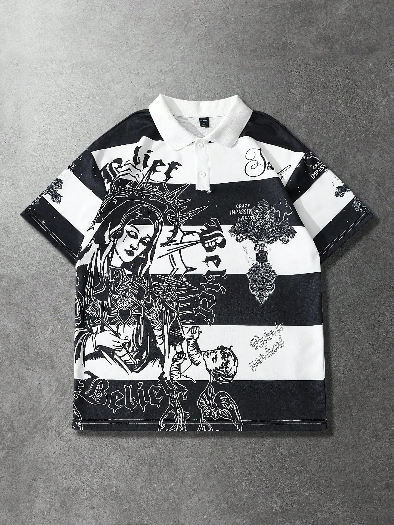 Men's 3D Stripe Print Polo Shirt – Summer Style