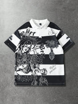 Men's 3D Stripe Print Polo Shirt – Summer Style