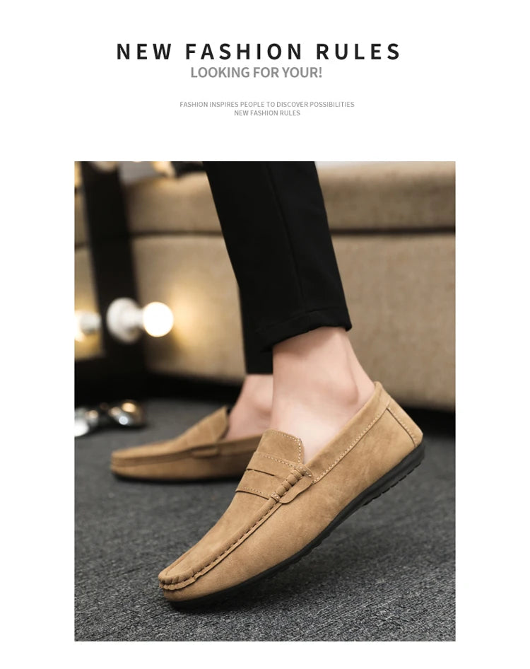 2026 Casual Men's Shoes Versatile Comfortable Work Shoes Driving Loafers Black, Grey, Khaki Three-Colour