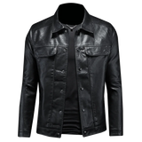 2024 Autumn and Winter New Men's Fashion Handsome with Solid Color Boutique Lapel Motorcycle Leather Coat Slim Fashion  M-5XL