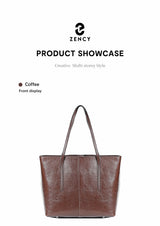 New Coffee Women Handbag 100% Genuine Leather Ladies Shoulder Purse Ladies Black Tote Bag Large Capacity Shopper Bags Brown