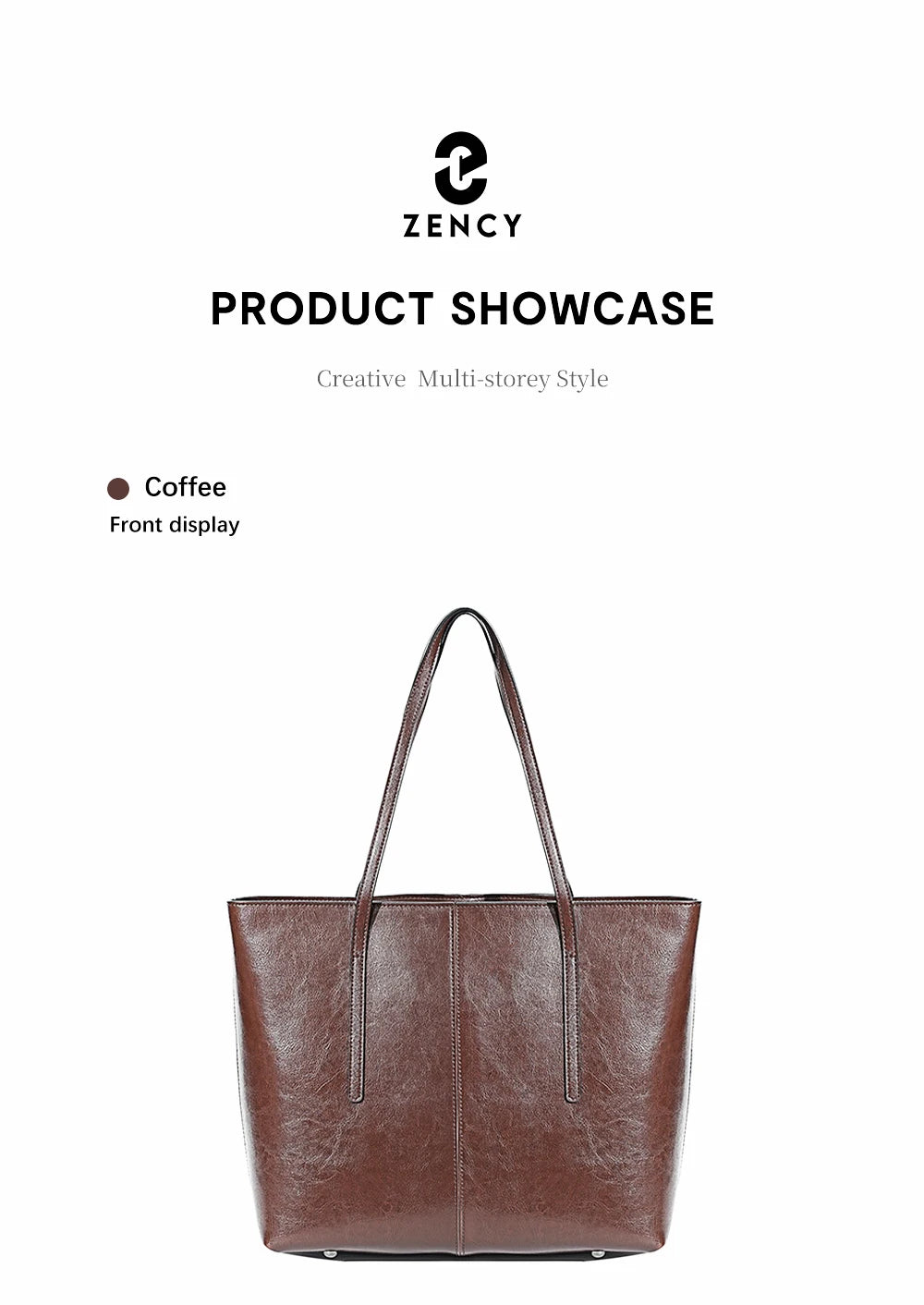 New Coffee Women Handbag 100% Genuine Leather Ladies Shoulder Purse Ladies Black Tote Bag Large Capacity Shopper Bags Brown