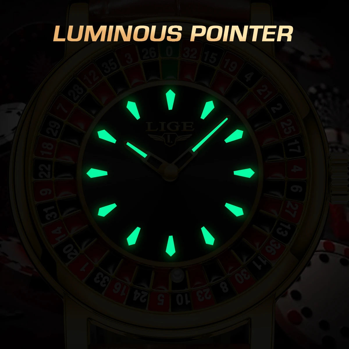 LIGE Men's Rotating Dial Quartz Watch — Luminous, Waterproof, Creative Design