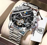 POEDAGAR Luxury Automatic Male Watch Date Week Luminous Waterproof Tourbillon Men Watch Leather Fashion Mechanical Men's Watches