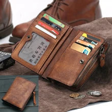 Handmade Vintage Crazy horse Genuine Leather Wallet men Leather long wallet clutch bag male purse money clips money bag