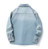 Men's Casual Denim Shirt Jacket Classic Button Up Workwear Style Jean Coat for Spring Fall