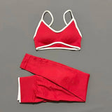 2Pcs HISTELLO Women's Seamless Yoga Fitness Set Ignite Sculpt Scrunch Leggings Strappy Halter Bra Gym Sports Fitness Outfit