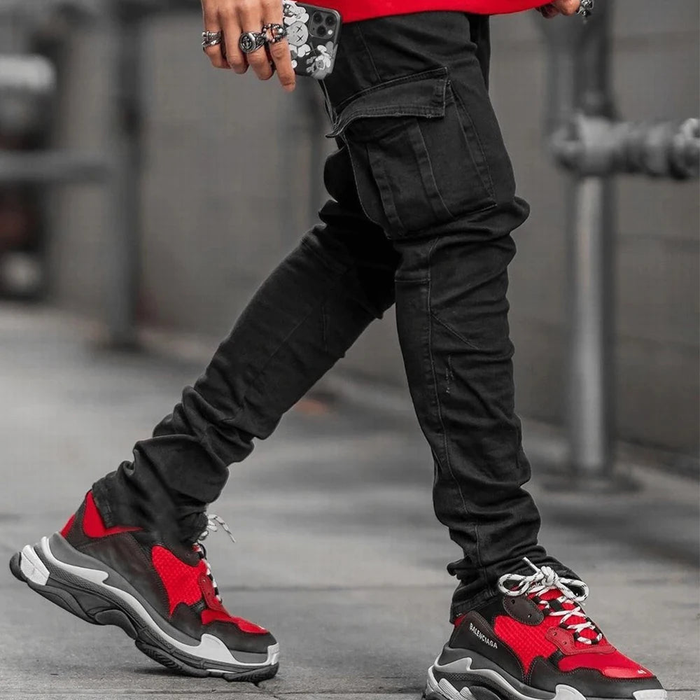 Men's Slim Fit Stretch Denim Cargo Jeans