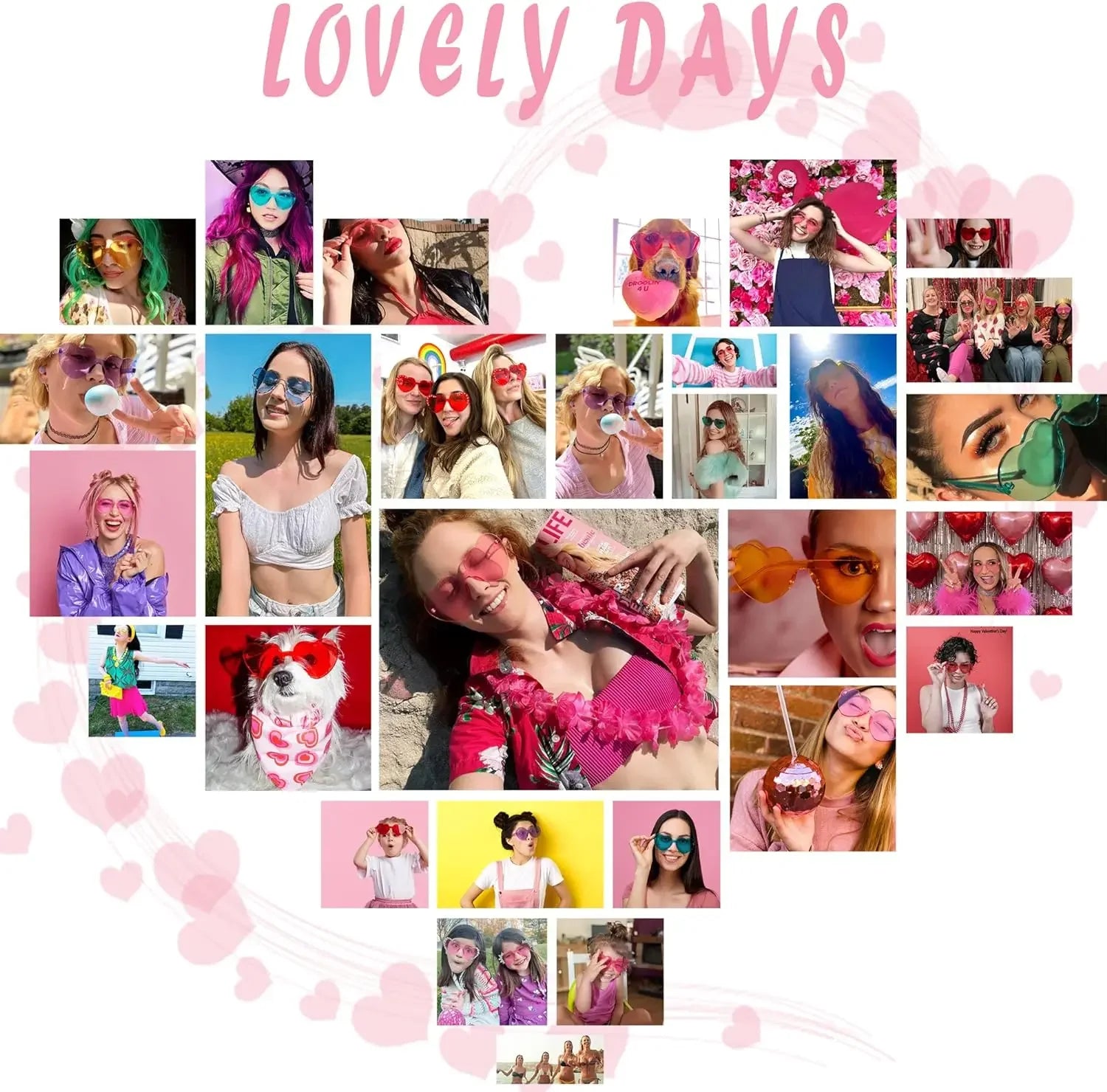 Women's Heart Sunglasses Wholesale 12-100PCS Wedding Bachelorette Bridesmaid Beach Party Multi-Color Photo Props Gifts