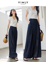 Vimly High-Waist Baggy Wide-Leg Denim Jeans for Women