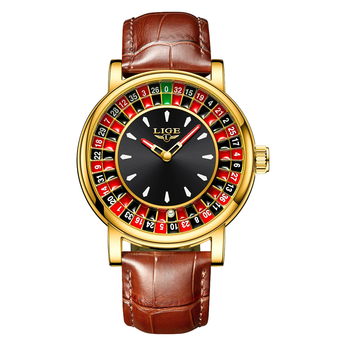 LIGE Men's Rotating Dial Quartz Watch — Luminous, Waterproof, Creative Design