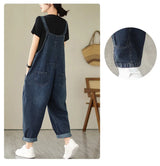 Vintage Patchwork Denim Cargo Overalls