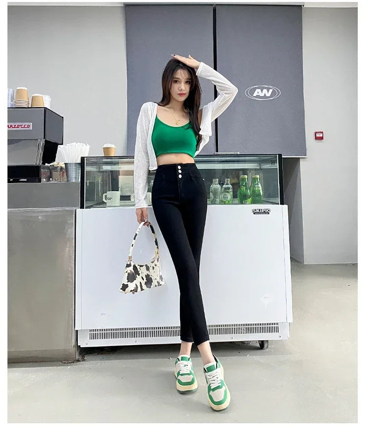 Women's High Waist Stretch Jeans – Slim Denim Pants