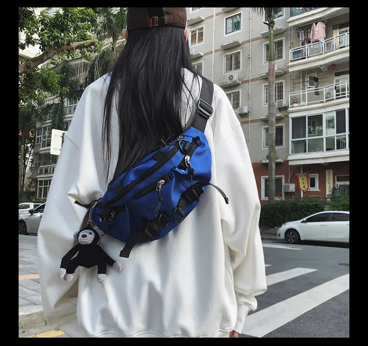 2024 Techwear Style Punk Hip Hop Single Shoulder Crossbody Bag Men Women Street Vintage Chest Bag Casual Sport Fanny Pack