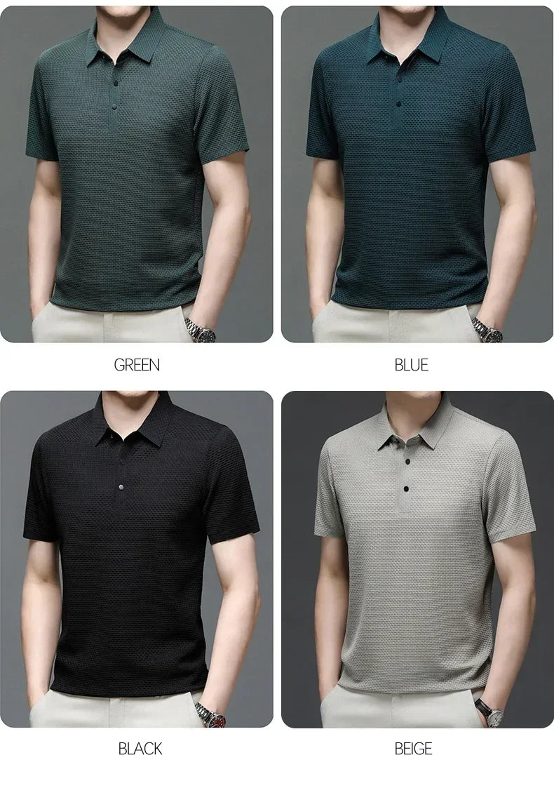 Men's Ice Silk Polo Shirt – Breathable Smart Casual Tee