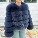 Genuine Fox Fur & Leather Winter Coat