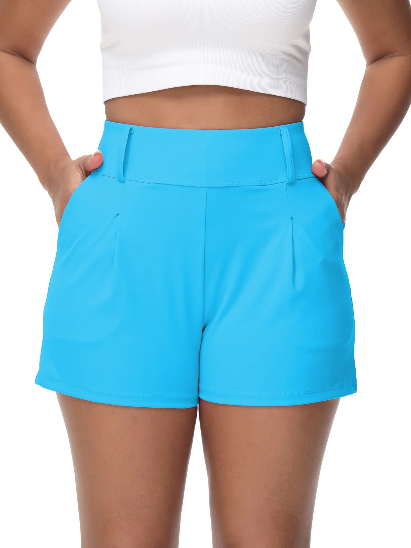 Women's High-Waisted Quick-Dry Running Shorts with Phone Pockets
