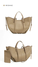2025 leather shoulder bag versatile niche handbag, top layer cowhide commuting high-end feeling, large capacity tote bag for wom