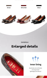 CHCH Women's Velvet Block Heel Pumps | Office & Evening