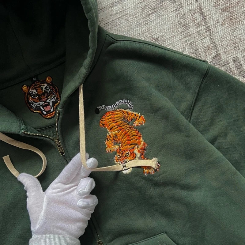 Y2K Tiger Claw Embroidered Relaxed Hoodie