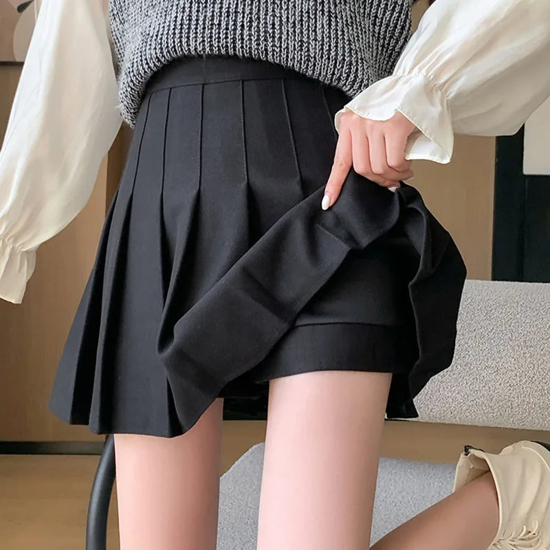 High-Waist Pleated Mini Skirt