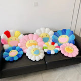 Rainbow Daisy Children's Plush Pillow, Japanese, Sunflower, Floor Game Mat Seat Pillow Sofa House Car Decoration Plush Pillow