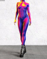Women's 3D Print Goddess Jumpsuit Catsuit Costume