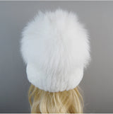 Women's Luxury Rex Rabbit & Fox Fur Beanie Hat