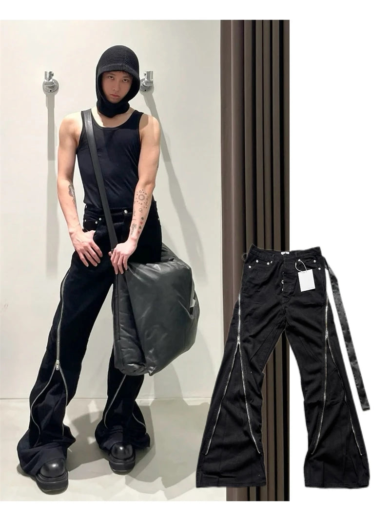 Men's High Street Flare Denim Jeans – Zipper Detail