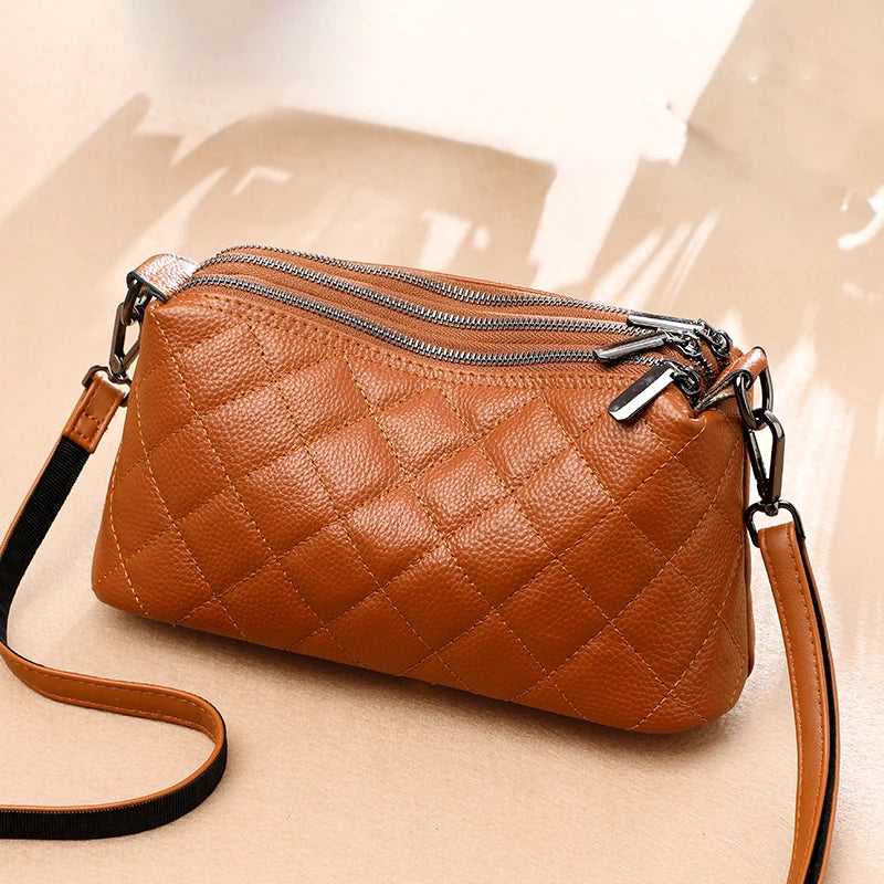 Designer 3 Layers Women's Handbag Cow Leather Female Tote Sac Luxury Soft Solid Genuine Leather Shoulder Crossbody Bag For Women