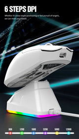 X11 Tri-Mode Wireless Gaming Mouse, 63g Lightweight, PAW3311 Sensor, 12000 DPI, Magnetic RGB Charging Dock
