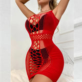 Women's Hollow-Out Mesh Bodycon Mini Dress