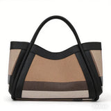 Aidrani  New retro checkered women's handbag, large capacity luxury bag, canvas genuine leather bag