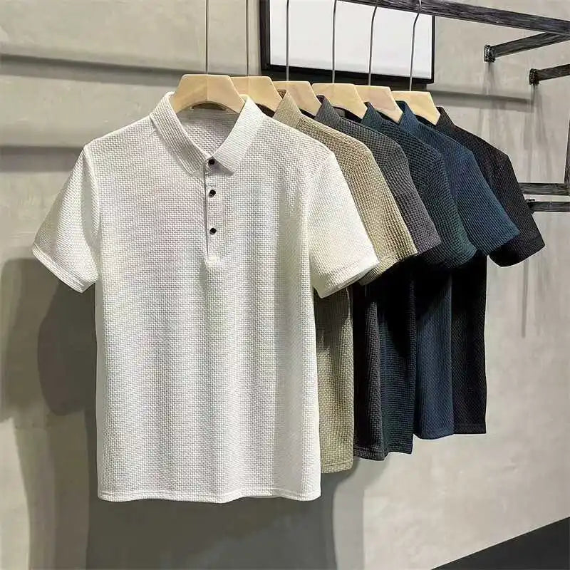Men's Ice Silk Polo Shirt – Breathable Smart Casual Tee