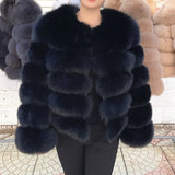 Genuine Fox Fur & Leather Winter Coat