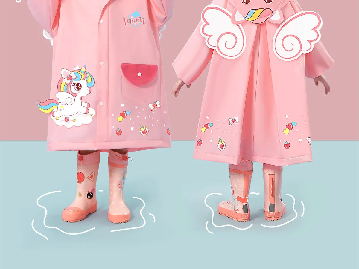 Kids' Whimsical Waterproof Raincoat with Backpack Space