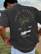 Men's Coconut Tree Print Cotton Tee | Relaxed Summer Fit